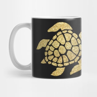 Gold Faux Glitter Turtle Mug